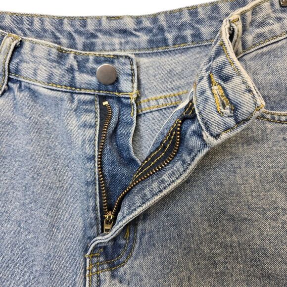 SHEIN Women's XL Light Wash High Waisted Rolled Hem Blue Denim Shorts - Picture 7 of 12